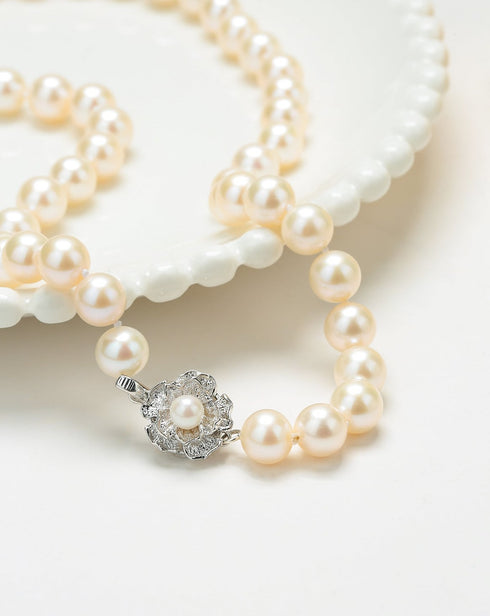 White 9-10mm Freshwater Pearl Necklace AAA Grade - House Of Pearls